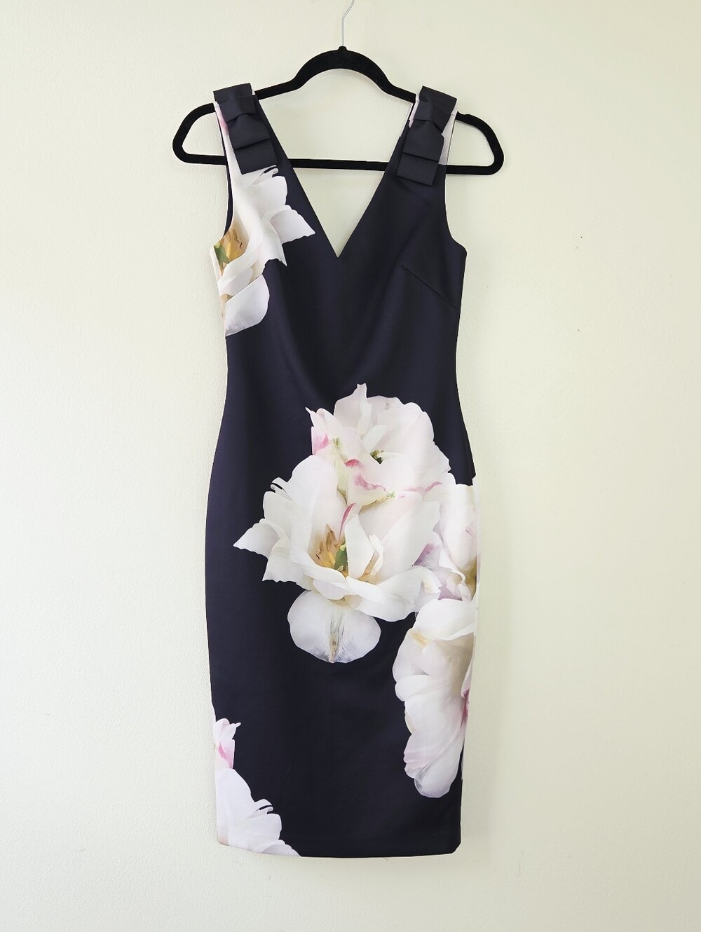 Ted Baker Gardenia Soleia Bow Shoulder Bodycon Midi Dress Size 1 Size 4 - Picture 3 of 6